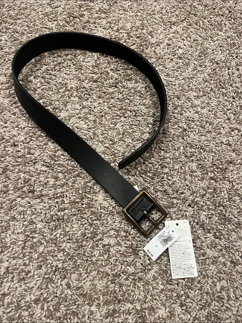 GAP Men's Black Belt with Antique Gold Square Buckle